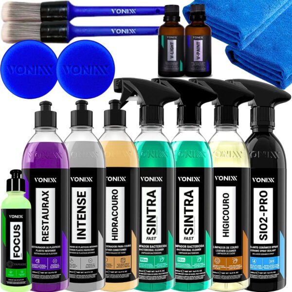 Kit Detalhamento Sio2 Pro V-Light V-Paint Higicouro Sintra Fast Hidracouro Intense Restaurax Focus